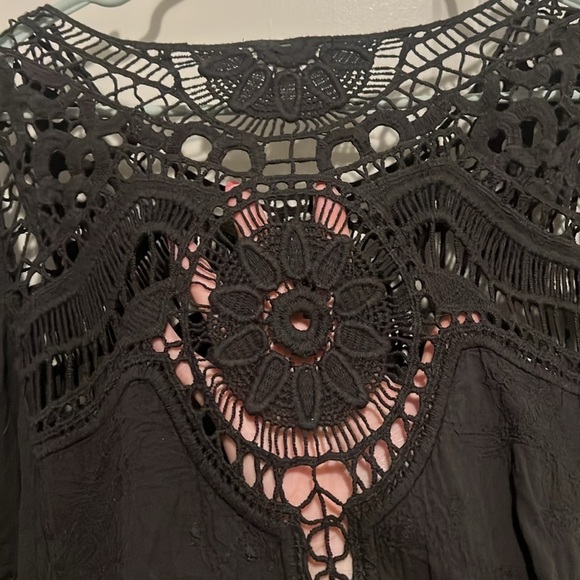 Taylor & Sage size Medium Crochet Black Too Hippie Goth 70’s Style Cute - Picture 5 of 6